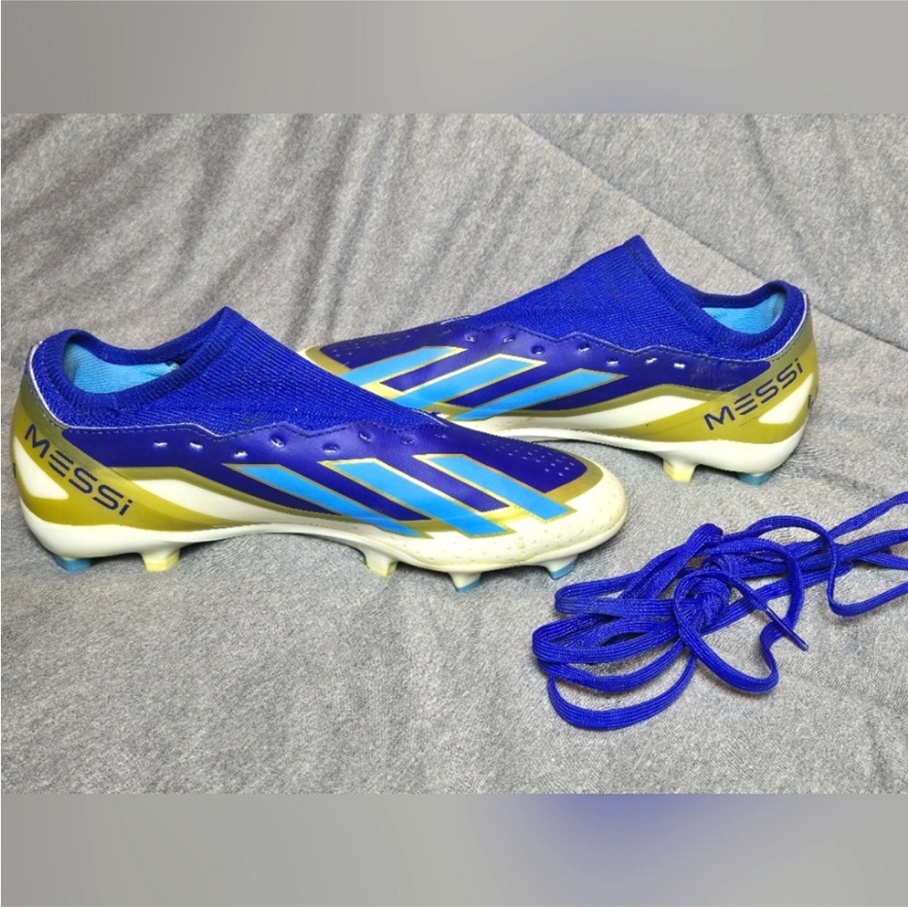 Adidas Messi Blue and Gold Soccer Cleats